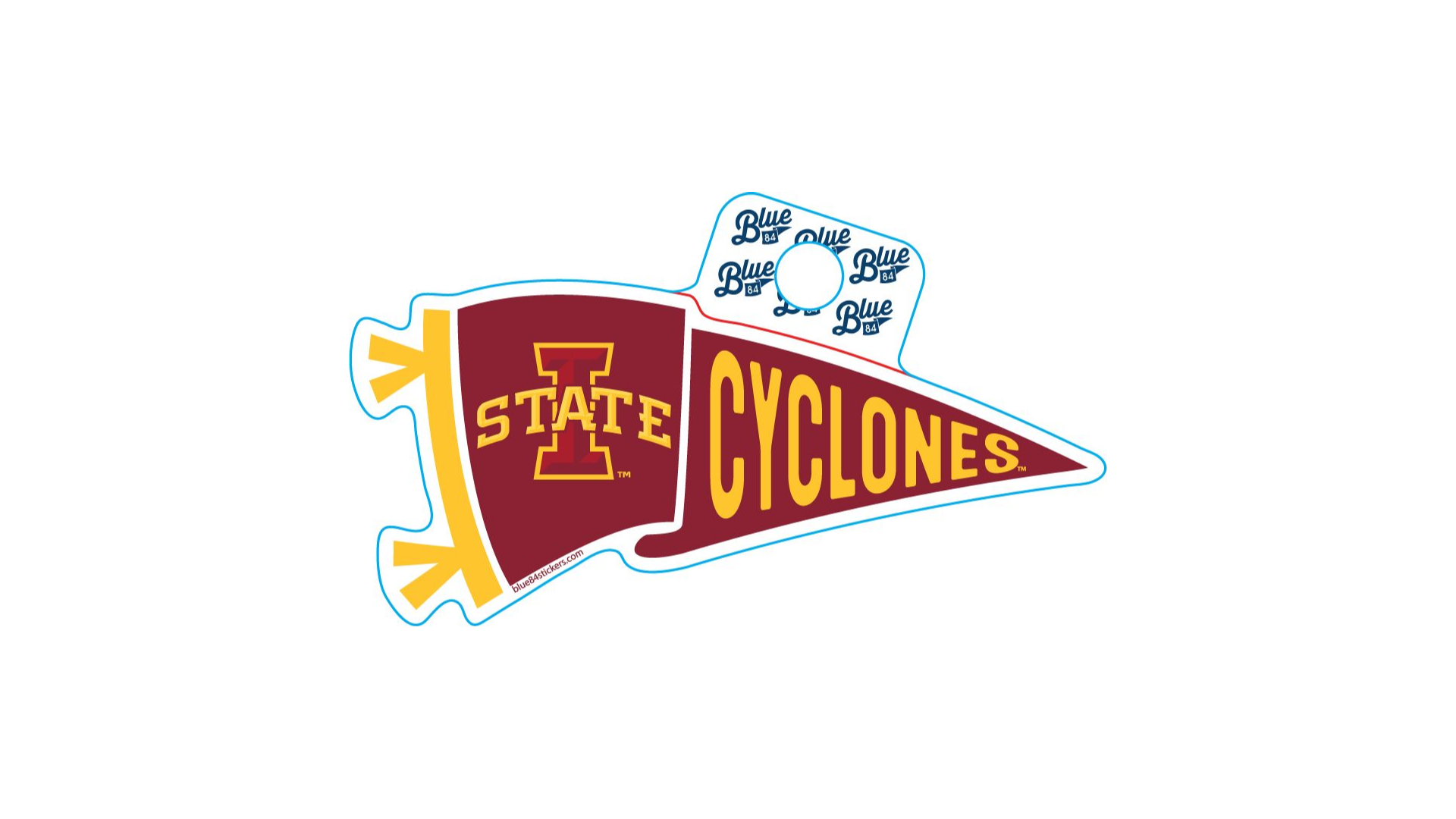 Iowa State Cyclones Blue 84 Pennant Full Size Sticker