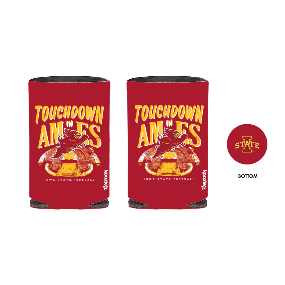 Iowa State Cyclones Cardinal Touchdown In Ames Football Koozie