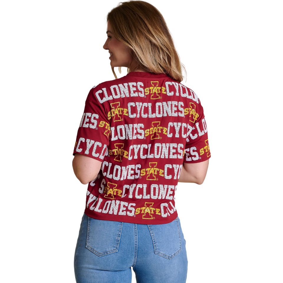 Iowa State Cyclones Women's Stewart Simmons Sequin Short Sleeve T-Shirt